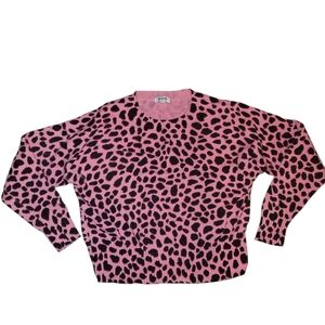 Womens Pink Leopard Print Sweater